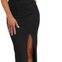 oten Women's Casual Sleeveless Cutout Twist Front Side Slit Ribbed Knit Party Bodycon Midi Dresses (Black)