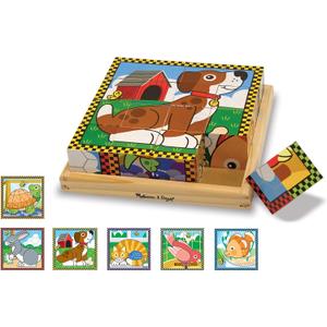 Melissa & Doug Pets Wooden Cube Puzzle With Storage Tray (16 pcs)
