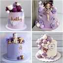 ASTARON 32 Pcs Ball Cake Topper Decorations Mini Balloons Cake Topper Sticks Foam Balls Cake Picks Cake Topper Balls Cake Decorations for Wedding Party Birthday Cake Decorating (Purple Gold)