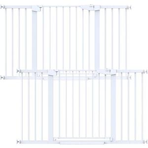 Cumbor 2 Pack 29.7-54.2" Baby Gate for Stairs, Mom's Choice Awards Winner-Auto Close Dog Gate for Doorways, Easy Install Pressure Mounted Pet Gate Indoor, Wide Safety Gate for Dog, White