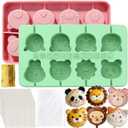 Juome Cake Pop Mold Kit, 2 Pack 16 Cavities Animal Shape Cakesicle Molds Silicone with 100 Wooden Sticks&100 Packaging Bags, Cake Pop Maker Supplies Accessories, Baking Tools for Home Baking Desserts