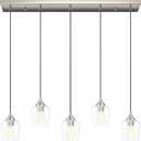 VONLUCE 5-Light Pendant Light Kitchen Island, Pendant Light Fixture with 10"-55" Height, Modern Pendant Lighting with Wine Glass Shades for Living Room Hallway, Brushed Nickel, ETL Certificated