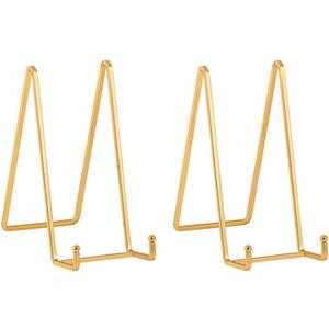 Plate Holder Easel Display Stand - 8 inch Metal Plate Stands for Display - Tabletop Picture Stand - Gold Iron Easels for Display Pictures | Photo Frames | Book | Decorative Plates | Plaque -2 Pack
