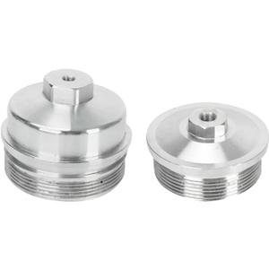 Billet Oil & Fuel Filter Silver 1/8" NPT Port Caps - Compatible with 2003-2007 F-ord Powerstroke Diesel 6.0 F250 F350 F450 F550 6.0L Powerstroke Diesel - Silver (Pack of 2)