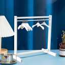 Civaner 11 Pcs Doll Garment Rack with Wooden Clothes Hanger for 18 Inch Girl Doll Clothes Mini Hangers Wardrobe Furniture Accessories for Dollhouse Baby Shower Supplies (White)