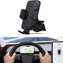 BASENOR Phone Mount for 2025 2026 Tesla Model Y Juniper/Model 3 Highland, Dashboard Phone Holder Does Not Block View [No Adhesive][Dual Arms][360 Adjustable] Tesla Accessories Fit All Smartphone