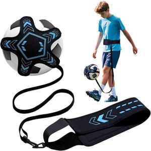 PESAKE Soccer Training Equipment Football Kick Solo Trainer Adjustable Waist Belt Elastic Rope, Aids Hands Free Throw Sole Practice Fits Ball 3, 4, 5 and Volleyball Rugby (Blue)