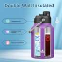 Konokyo Half Gallon Jug with Handle,64 oz Insulated Water Bottle with Carrying Pouch,Double Wall Vacuum Stainless Steel Metal Bottle,Purple