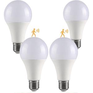 GEPLAD 4-Pack Outdoor Motion Sensor LED Light Bulbs, 12W Dusk to Dawn Bulb, 3000K Soft White 1200LM, A19 E26 Glass-Penetrating Sensor, Upward/Downward Mounting,Perfect for Porch, Garage, Entryway