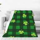 Bingfone Happy St. Patrick's Day5 Print Flannel Fleece Blanket Throw Blanket For Bed, Sofa, Couch, Travel, Camping(60"X53")