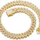 HIPBLING Cuban Link Chain for Women Diamond Miami Cuban Choker Necklace 12mm Pink Crystal Iced Out Chain Bling Hip Hop Jewelry for Womens Gift