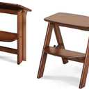 Baveke 2 Step Stool Foldable- Bamboo Step Ladder, Small Folding Step Stool Cute and Wooden Step Stools for Adults, Closet Stepstool & Collapsible Stool for Kitchen, Home, Indoor(FSC-Certified Bamboo)