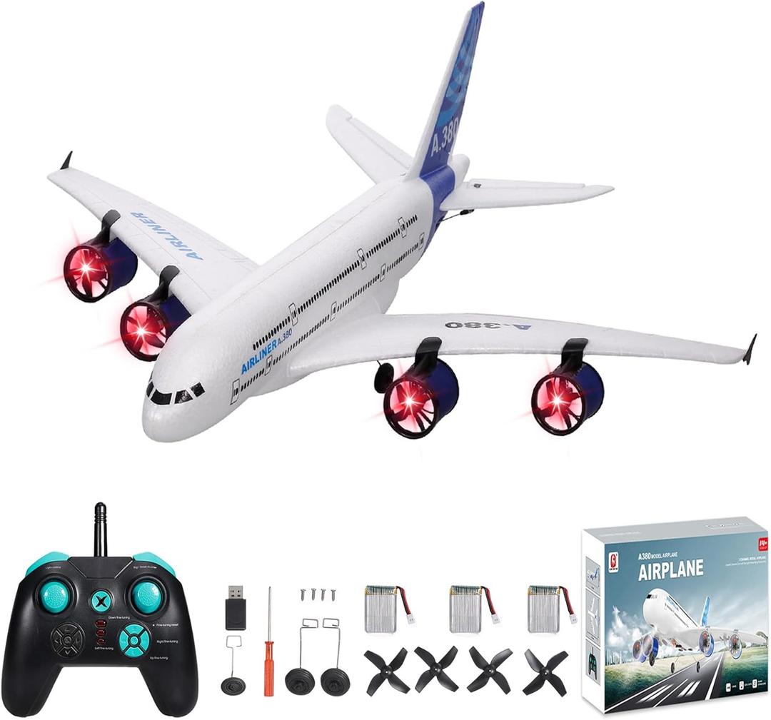 GoolRC A380 RC Airplane, 2.4G 3CH Remote Control Airplane, Easy to Fly RC Plane for Beginner, EPP Foam Fixed Wing Aircraft Glider Model Toys with 3 Batteries for Kids (3 Batteries)