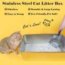 LIHONG Stainless Steel Cat Litter Box,Extra Large Metal Litter Box for Big Cats Kitty Rabbits,No Smell,Non Stick,Easy to Clean(24" Lx16 Wx6 H,XL)
