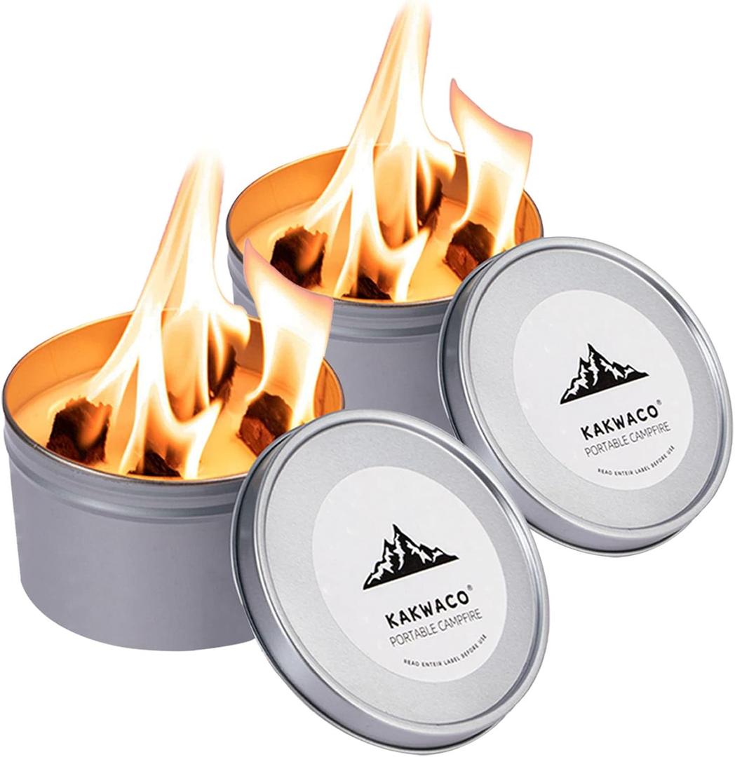 2 Pack Portable Campfire, Portable Fire Pit for Camping, 3-5 Hours of Burn Time Campfire in a Can for Picnics, Cooking and Party, Ideal White Elephant Gifts for Adults