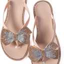 Mtzyoa Women Flip-Flops Flat Sandals Jelly Bow Beach Flat Rivets Rain Cute Dressy Summer Sandals 42