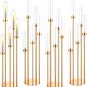 Tessco 5 Arm Candelabra Centerpieces for Tables 42.5'' Tall Floor Candle Holder Metal Candlestick Stand with Acrylic Lampshade for Wedding Holiday Birthday Christmas Party Decor(Gold,4 Set)