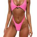 Tainehs Womens Sexy One Piece Bikini Swimsuits High Cut Cheeky Swimwear Thong Bottoms Bathing Swimsuits, Size: M