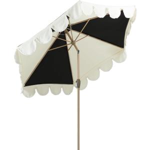 Tempera 9ft Scalloped Patio Umbrellas with Fringe, Market Umbrellas with Water-Resistant and Fade Resistant Canopy, 1.5" Wood Pole & Button Tilt.
