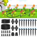 MIXC Drip Irrigation System,Quick Connector Garden Watering System Automatic Sprinkler System Kit for Lawn Raised Bed Greenhouse Plant Watering System (16FT Main Tube+ 79FT 1/4'' Tube)