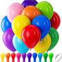 Bezente Assorted Rainbow Latex Balloons, 100 Pack 12 inch Round Helium Bright Color Balloons for Birthday Baby Shower Wedding Party Decorations
