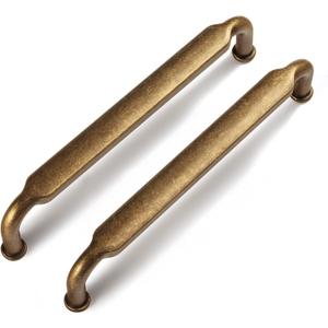 Goo-Ki 5 Inch Hole Center Antique Brass Cabinet Pulls Zinc Alloy Kitchen Drawer Pulls, 6 Pack Vintage/Retro Brass Cabinet Handles Solid Hardware for Furniture