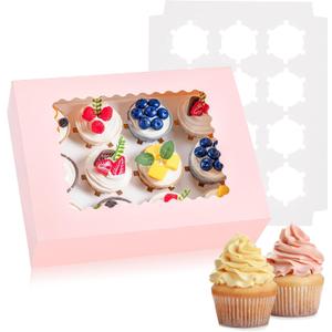 12PCS Cupcake Boxes Hold Cupcakes, Cupcake Containers with Window