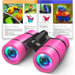 Toys for 3-7 Year Old Girls: LET'S GO! Binoculars for Kids Bird Watching|Camping 4 5 6 7 8 Year Old Girl Boy Christmas Halloween Birthday Gifts Outdoor Toy for Kid Ages 4-6 Toddler Gift Stuffers (Pink)