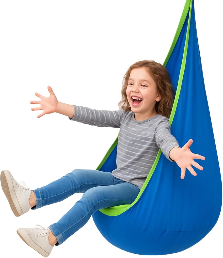 gkqlczyy Kids Pod Swing Seat, 360° Smooth Swing Hammocks Chairs, Adjustable Hanging Length Sensory Swing for Kids with Autism, Suitable for Both Indoor and Outdoor Use, Max 176Lbs