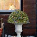 Prelit Artificial Christmas Tree Urn Fillers, Battery Operated Holiday Planter Filler with 50 Multi-Color Lights, Cones Christmas Decor for Porch Pathway Garden Yard (1ft 6in)