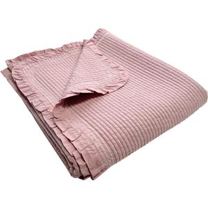 100% Cotton Frilled Bed Coverlet, Blanket  Twin Size Bed 63 x 83 - Pigment Washed Soft & Breathable Quilted Blankets for Bed and Couch  Lightweight Bed Coverlet for All Seasons (Indy Pink)