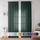 OWENIE Green Sheer Curtain 96 Inches Long 2 Panels Set for Christmas Decoration, Light Filtering Clear Sheer Curtain 95 for Bedroom/Living Room, 2Pcs, Each 42" W x 96" L