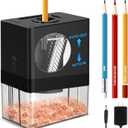 AFMAT Fully Automatic Electric Pencil Sharpener, Small Colored Pencil Sharpener, Hands Free Pencil Sharpeners for 8mm Pencils, Good for Artists, Kids Friendly, Battery Operated PSA8