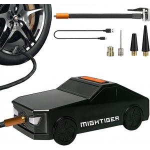 Portable Tire Inflator Car-Shaped Air Pump with Bluetooth, High-capacity Battery, Power Wireless Air Compressor with Built-in Speaker, Fast Inflation for All Types of Tires, Balls, and Toys