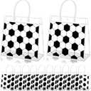 HYMENEX 24Pcs Soccer Gift Bags, Soccer Goodie Bags with Handles Clear PVC Sport Theme Bag for Team Competition Birthday Party Favor Treat Snack Gifts