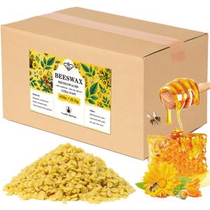 Beeswax pellets 40LB, VEGISHINE Pure Beeswax for Skin, Natural Yellow Beeswax for Candle Making, DIY Skin Care, Lip Balm, Polishing, Lotion, Soap, Candle Making Supplies