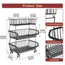 Miyawell Fruit Vegetable Storage Basket for Kitchen - 6 Tier Stackable Metal Wire Baskets Cart with Rolling Wheels Utility Fruits Rack Produce Snack Organizer Bins for Pantry Bathroom Laundry Bronze