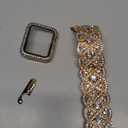 Bling Band with Case Compatible with Apple Watch Band 38mm 40mm 41mm 42mm 44mm 45mm for Women, Luxury Dressy Metal Strap with Diamond Rhinestone Bracelet Wristband for iWatch SE Series 7 6 5 4 3 2 1 (Gold)