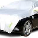 Half Car Cover with Cotton All Weather Car Body Cover Sunshade Cover Snow Cover Waterproof Snowproof Universal (Fit Sedan Length 176'' to 194'')