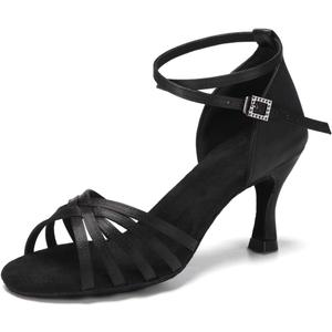 Women's Latin Salsa Dance Shoes Ballroom Performance Professional Practice Dancing Shoes,Model 802QB (Black-3" Heels, 8.5 )