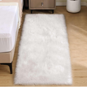 White Faux Fur Runner Rug 27" x 60"Faux Sheepskin Rug for Bedroom Fluffy Fuzzy Furry Bedside Rugs Shaggy Plush Washbale Rectangle