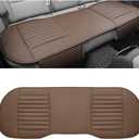 Leather Car Seat Cover, Breathable Rear Seat Bottom Cushion Pad Filling Bamboo Charcoal, Comfortable Anti-Slip Vehicle Long Bench Cover with Storage Pockets, Car Accessories (Coffee)