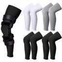 Sosation 8 Pcs Knee Brace Undersleeve Knee Sleeve for Under Brace Closed Patella Compression Breathable Leg Sleeves for Men Women Thigh Shin Support for Sports Protector(Medium)