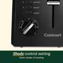 Cuisinart CPT-122BK 2-Slice Compact Plastic Toaster, Slots for Bagels & Bread, 7 Shade Settings, Cancel/Defrost/Reheat Functions, Removable Crumb Tray, Small Kitchen Appliance for Home & Office, Black