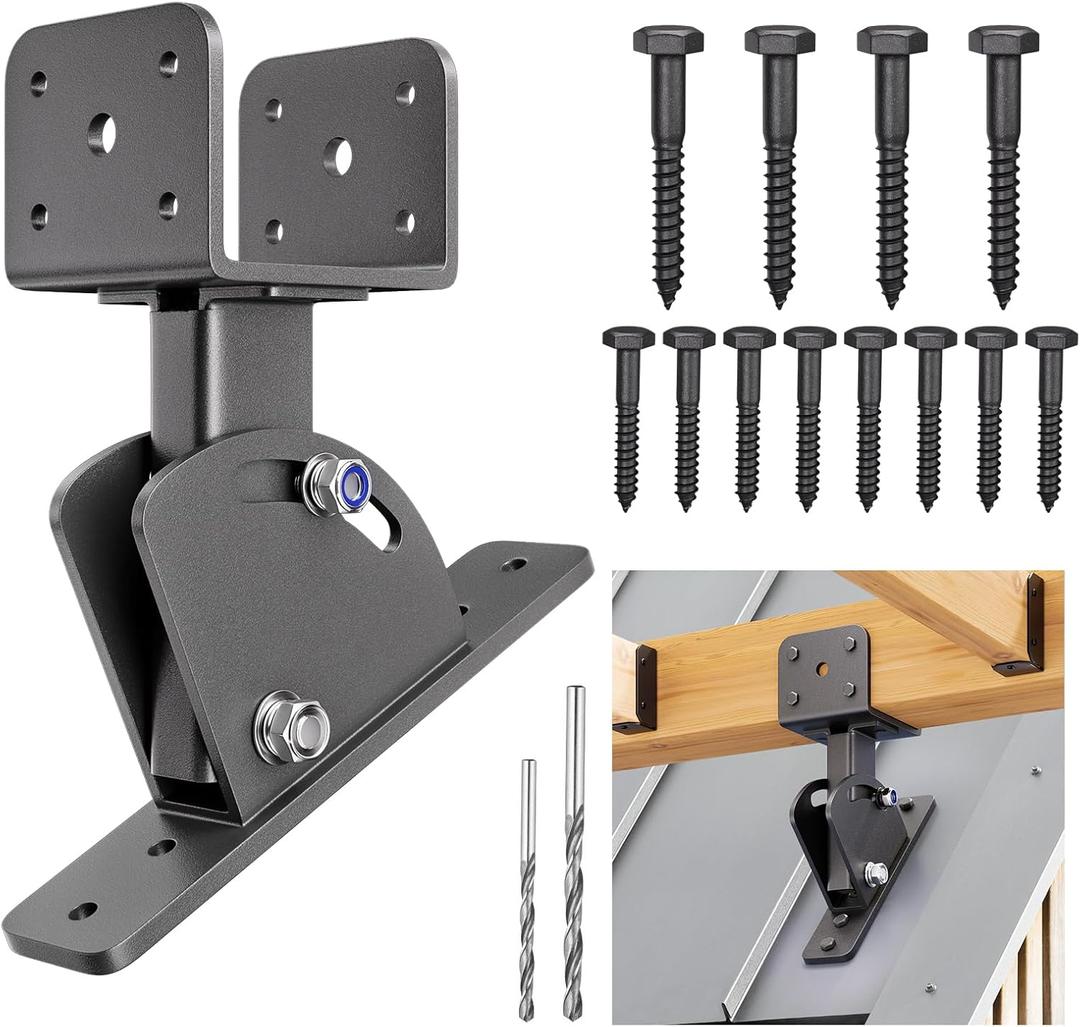 Pergola Brackets 4x4 (Actual Size:3.5"3.5") Adjustable Angles Saddle Roof Riser Brackets for Patio Cover 304 Stainless Steel Pergola Bracket Kit Patio Roof Riser Patio Kit, 3Pack