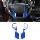Car Steering Wheel Moulding Chrome Cover Trims Stickers Fit for Toyota Tundra 2014-2021 Tacoma 2016-2022 ABS Steering Wheel Cover Trim Accessories(Blue,3+3 Holes Style)