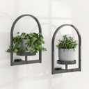 PEKGRIL 2 Pack Wall Plant Holders, Metal Window Planters Shelves, Indoor Plants Stands, Wall Decor Planter Hanging Shelf, Gifts for Plant Lovers, black