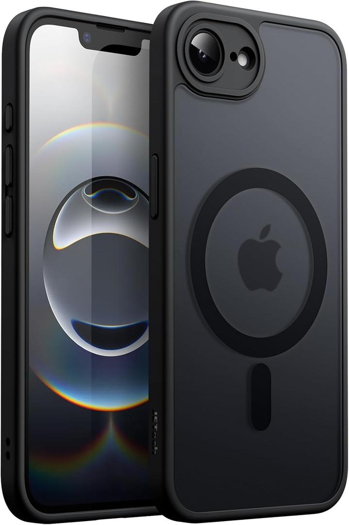 JETech Magnetic Case for iPhone 17e (2026) / iPhone 16e Compatible with MagSafe, Translucent Matte Back Slim Shockproof Phone Cover, 6.1-Inch Display (Black)