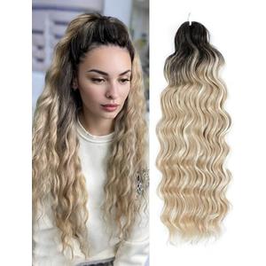 300g Curly Braiding Hair Ombre Blonde Balayage Ocean Wave Crochet Hair Long Synthetic Loose Deep Wavy Twist Hair for Boho Braids
