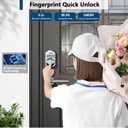 TEEHO TE002 Fingerprint Door Lock - Keyless Entry Electronic Keypad Deadbolt with 2 Backup Keys - Auto Lock - Easy Installation - Smart Locks for Front Door - Satin Nickel